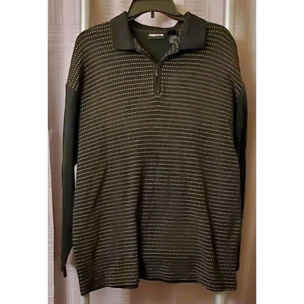 Claiborne Black Collared 1/4 Zip Sweater Size Large‎